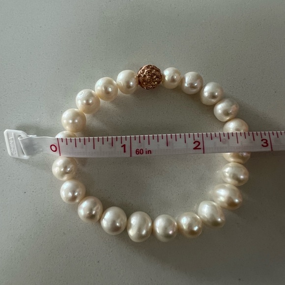 Freshwater Pearl & Rose Gold Colored Crystal Bead Bracelet NWOT - Picture 10 of 10